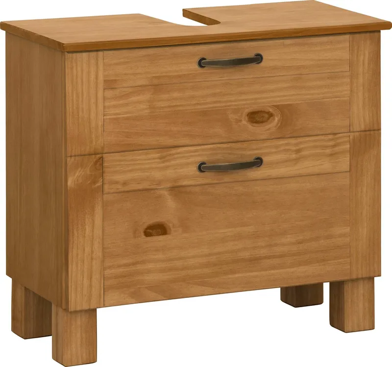 Home affaire Waschbeckenunterschrank Rodby FSC®-zertifiziertes Massivholz, Griffe Metall, Breite 60cm, Höhe 55cm, Beige, – Produktbild 2 von 8