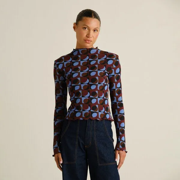 Dedicated DEDICATED Langarmshirt Ryd Rib "Retro Geo" aus Biobaumwolle – Produktbild 1 von 8