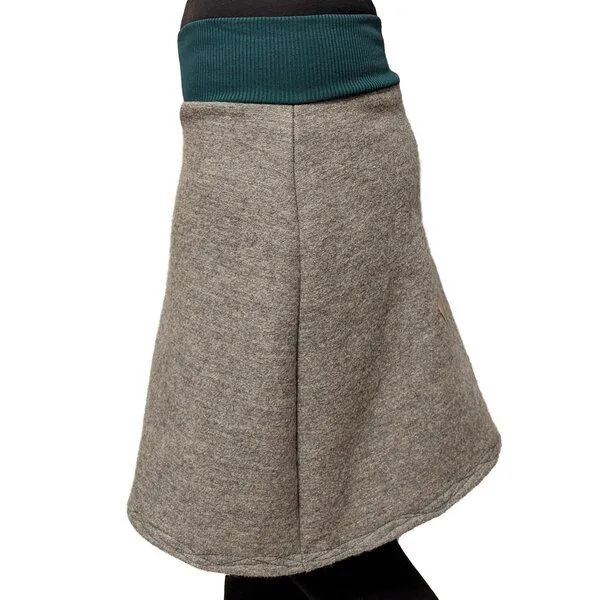 liebewicht Rock Wollrock kurz Wollwalk bio Unikat mit Stickerei liebewicht, Grau, – Produktbild 2 von 4