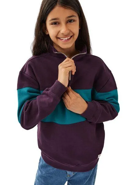 Band of Rascals Band of Rascals Quarter Zip Sweat, Dark-purple-petrol, – Produktbild 1 von 4