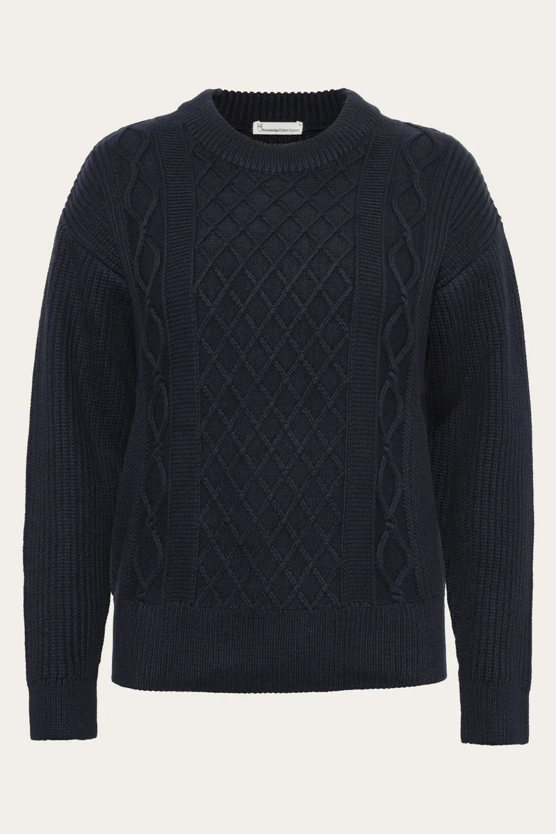 KnowledgeCotton Apparel KnowledgeCotton Apparel Damen vegan Pullover Damen Rundhalsausschnitt Night Sky Navy, Extra dunkelblau, – Produktbild 1 von 3