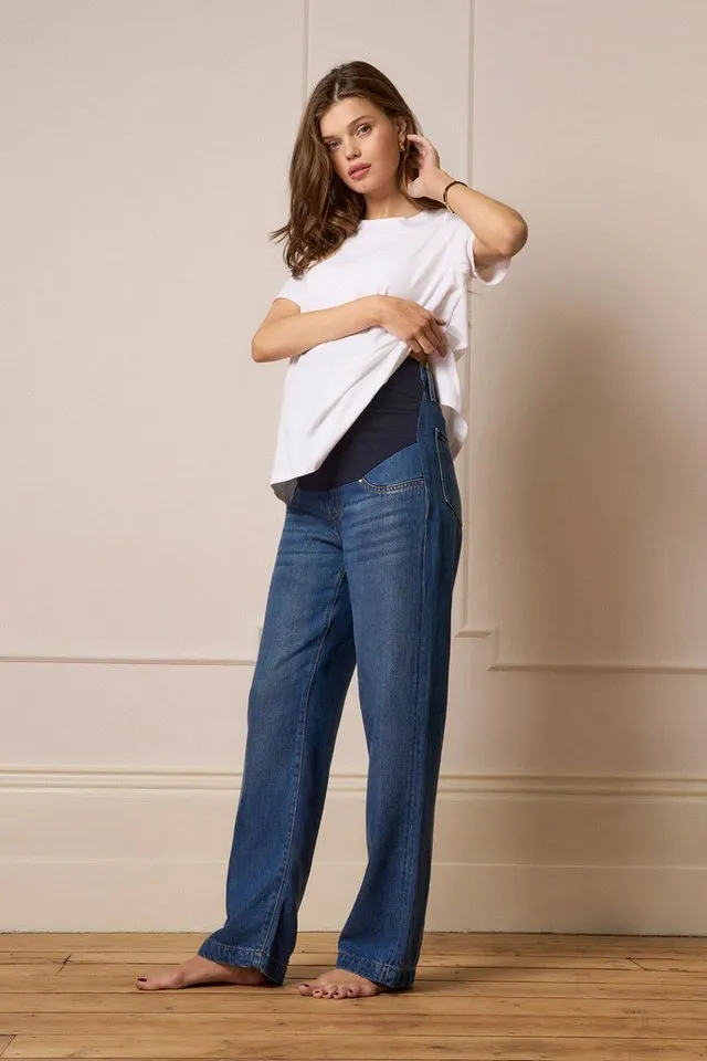 Seraphine Weite Jeans Seraphine Premium Lyocell-Jeans, Umstandsmode (1-tlg), Blau, – Produktbild 3 von 5