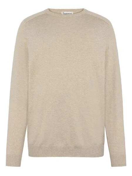 KnowledgeCotton Apparel KnowledgeCotton Apparel Leichter Pullover mit Rundhalsausschnitt aus Bio-Baumwolle und Kaschmir, Beige-light-feather-gray, – Produktbild 2 von 2