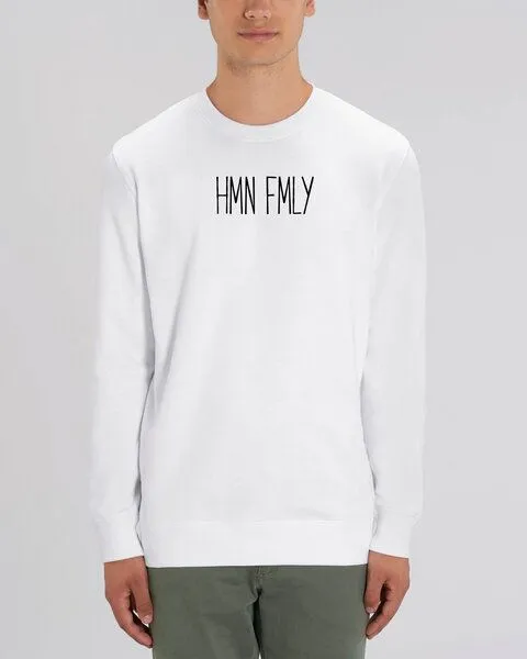 Human Family Human Family Bio Unisex Rundhals-Sweatshirt - "HMN FMLY", Weiss, – Produktbild 2 von 4