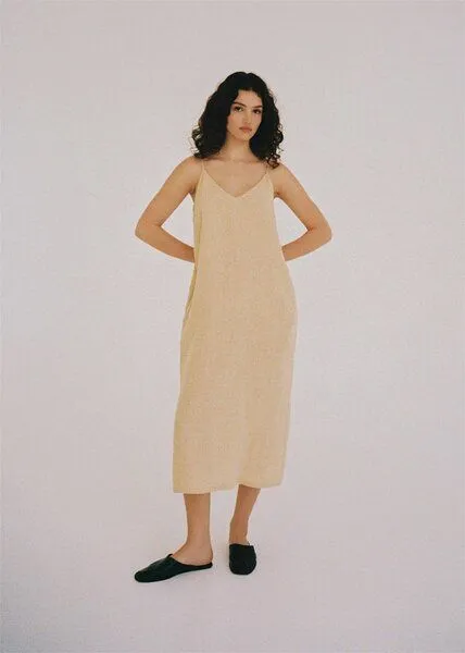 AmourLinen AmourLinen Leinen langes Kleid Jakarta, Gold, – Produktbild 2 von 4