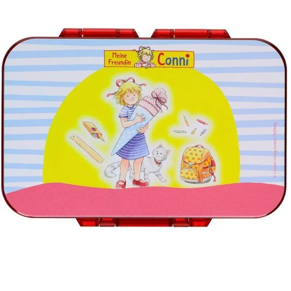elasto elasto Kinder Brotdose "Conni" - offizielle Lizenz-Vorratsdose für Schule & Kindergarten, Rot, – Produktbild 1 von 4