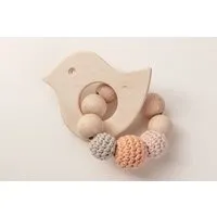 NoniKids Berlin NoniKids Berlin Greifling Beißring Holz *Vogel* | Bio Baumwolle, Peach, – Produktbild 1 von 1