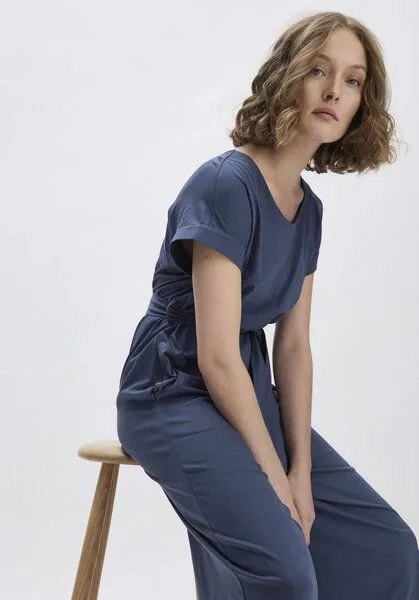 hessnatur hessnatur Jersey Jumpsuit Oversize aus reiner Bio-Baumwolle, Ozeanblau, – Produktbild 2 von 4