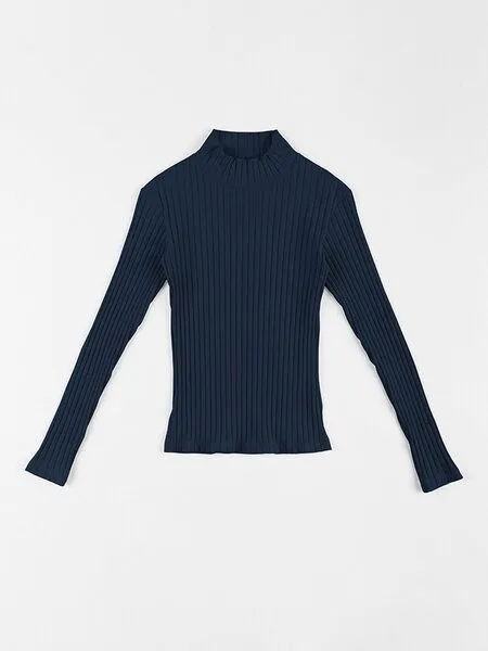 Rotholz Rotholz Langarmshirt - Longsleeve Mockneck - aus einem Biobaumwolle/Elastan Mix, Midnight (blau), – Produktbild 1 von 3