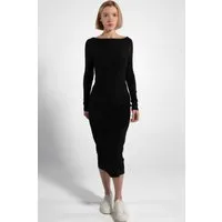 GORG GORG Damen vegan Kleid Langarm Gerippt Schwarz, Schwarz, – Produktbild 1 von 1