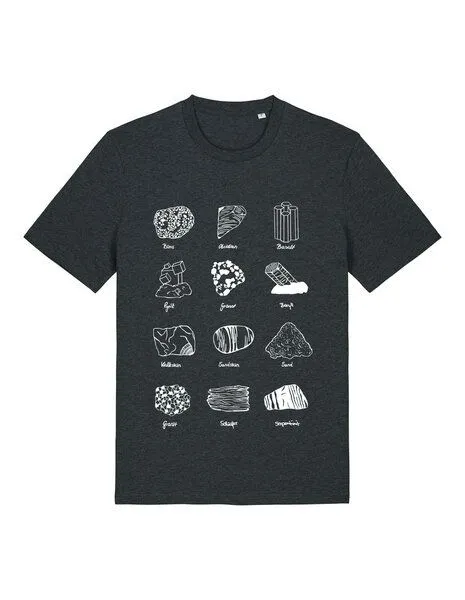 UNIPOLAR Unipolar Geologie T-Shirt | Gesteinsarten, Dark heather grey, – Produktbild 2 von 3