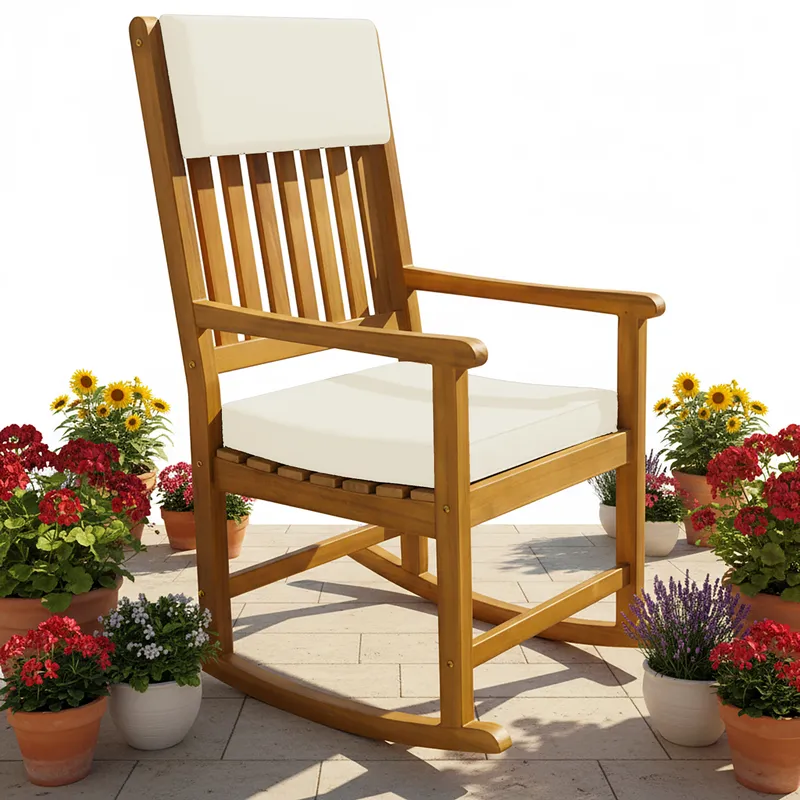 Casaria® Schaukelstuhl Akazienholz 107x54x77cm, Braun, – Produktbild 1 von 2
