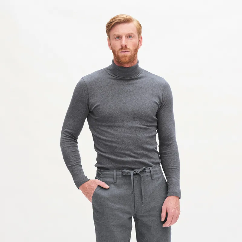 Living Crafts Living Crafts Rollkragen Longsleeve Modell: Helge GOTS, Grey melange, – Produktbild 1 von 1