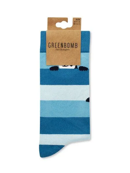 GreenBomb GREENBOMB Panda Stripes 2 Socks - Lässige Socken aus Bio-Baumwoll Mix / hochwertiger Print / Fair & Vegan, Weiß (mix), – Produktbild 2 von 3