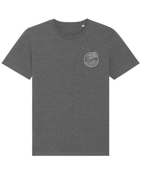 vis wear vis wear Qualle zwischen Ozean und Wellen – Natural Recycled Bio-Baumwolle Shirt, Schwarz meliert, – Produktbild 3 von 3