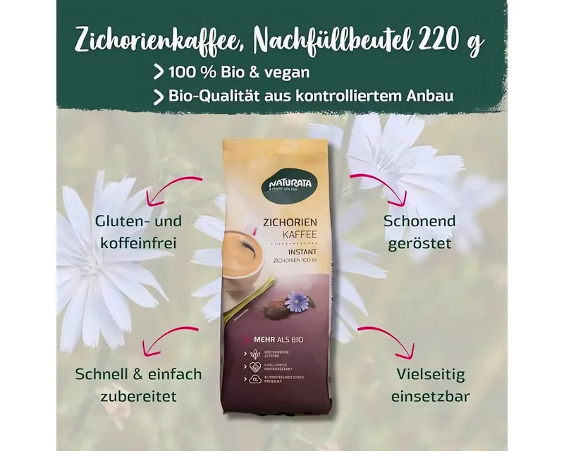 Natura Kaffee Naturata Bio Zichorienkaffee Instant Nachfüllbeute – Produktbild 2 von 5