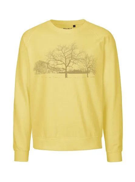 Peaces.bio - handbedruckte Biomode Peaces.bio - handbedruckte Biomode Sweatshirt Landscape Unisex, Hellgelb, – Produktbild 1 von 2