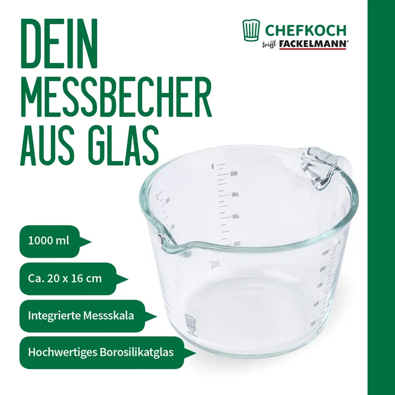 Chefkoch trifft Fackelmann Chefkoch trifft Fackelmann Messbecher Alles aus Glas, 1L – Produktbild 3 von 3