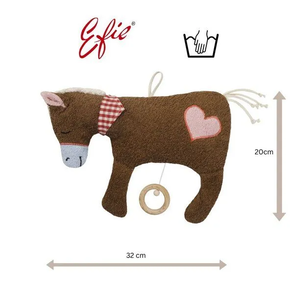 Efie Efie Spieluhr Pferd braun, Herz Applikation – Produktbild 6 von 7