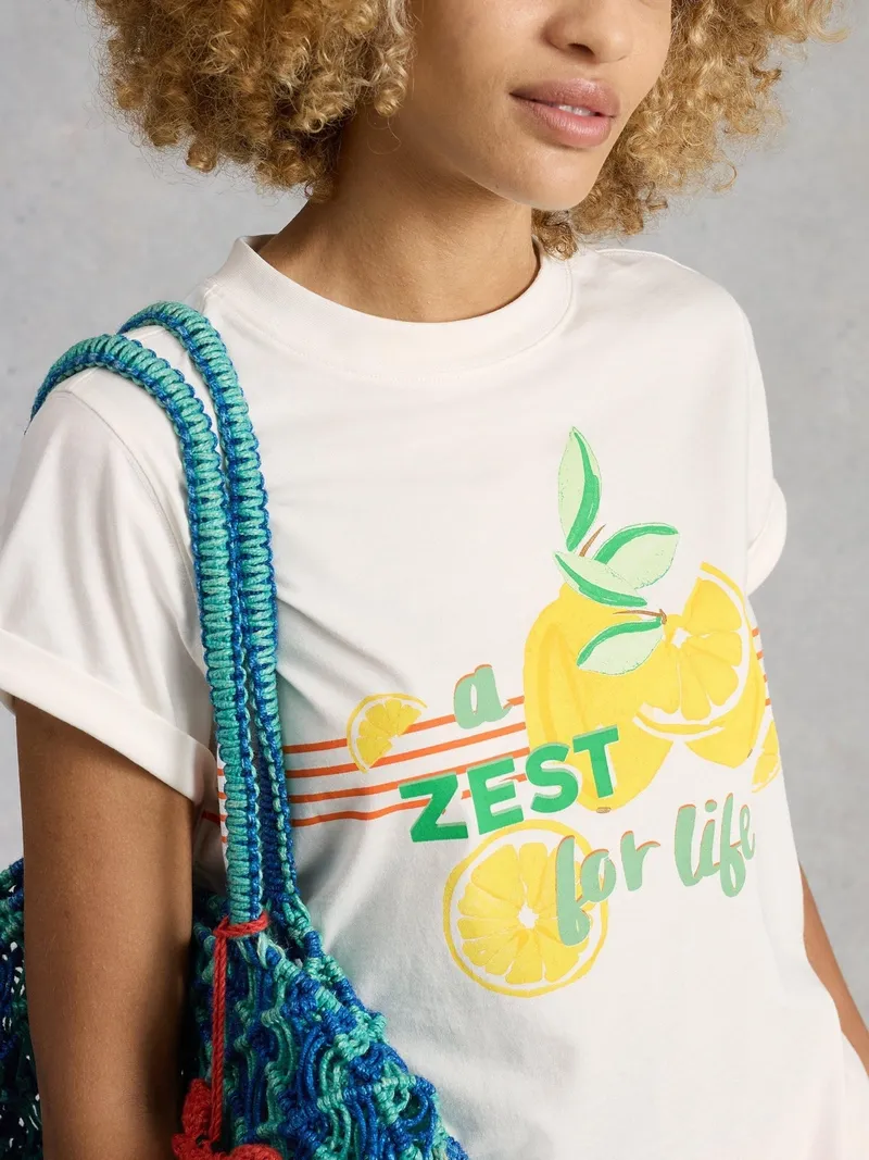 White Stuff Grafik-T-Shirt Gina - 36, Weiß print, – Produktbild 3 von 4