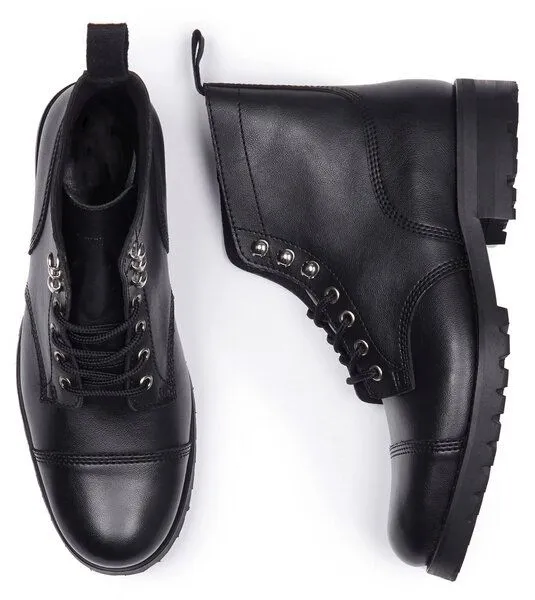 Will's Vegan Shop Will's Vegan Shop Work Boots aus veganem, italienischen Leder, Schwarz, – Produktbild 2 von 4