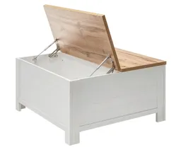 Furn.Design Couchtisch Hemsby (in Pinie weiß mit Wotan Eiche, quadratisch, 95 x 95 cm), mit Truhenfach, Landhausstil – Produktbild 1 von 1