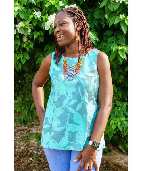 Global Mamas Global Mamas Bio Bluse - BOARDWALK - Argyle, Blossom sea glas (grün), – Produktbild 3 von 4
