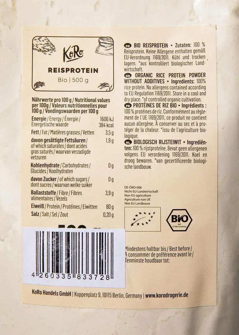 KoRo Bio Reisprotein | 500 g – Produktbild 4 von 5