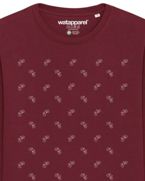 watapparel watapparel Sweatshirt Unisex Fahrräder, Burgundy, – Produktbild 3 von 3
