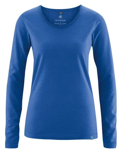 HempAge HempAge Damen Langarm-Shirt Lene Hanf/Bio-Baumwolle, Royal (blau), – Produktbild 1 von 5