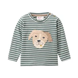 People Wear Organic People Wear Organic Langarm Shirt, grün geringelt, "Hund" – Produktbild 1 von 1