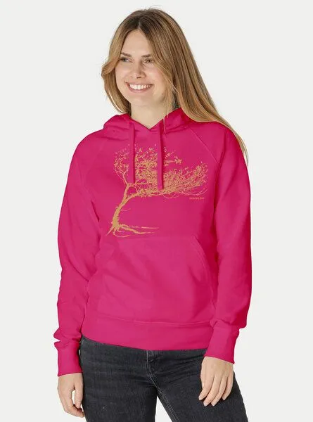 Peaces.bio - handbedruckte Biomode Peaces.bio - handbedruckte Biomode Bio-Damen-Kapuzensweater "Windytree", Pink, – Produktbild 1 von 3