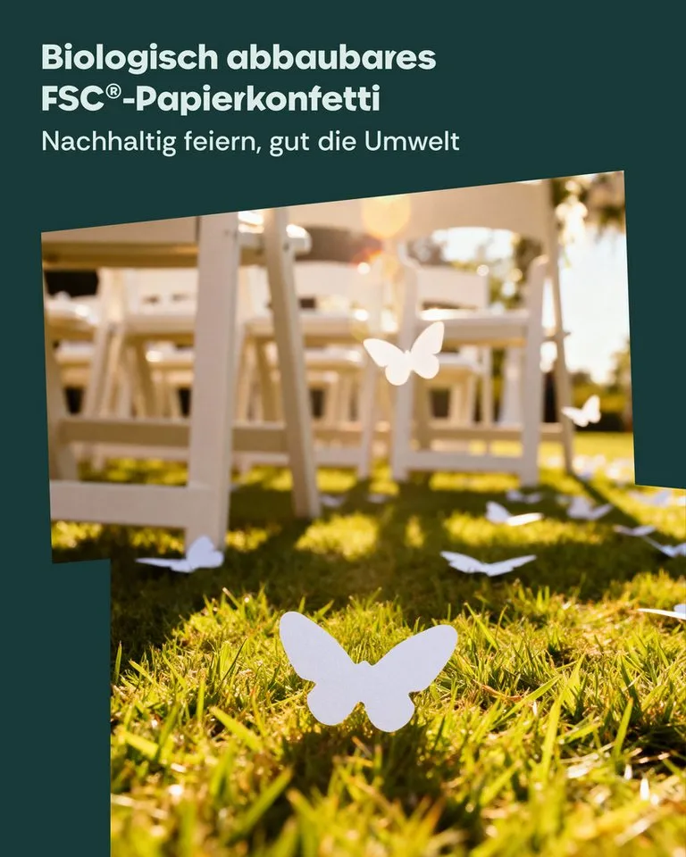 Partyjoker Konfetti Konfettikanone Schmetterling Weiß - FSC Konfetti - 5-8 m - Party, Einfache Bedienung & Sicher – Perfekt für Hochzeitsfotos, Weiß, – Produktbild 4 von 5