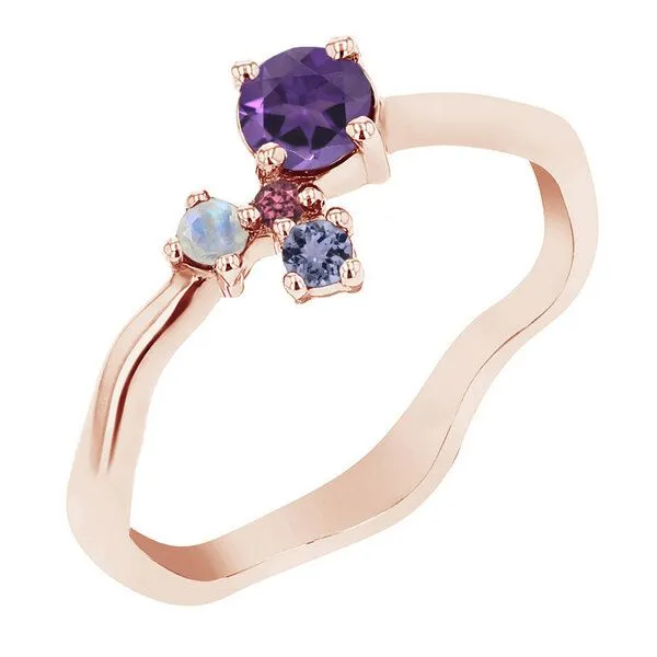 Eppi Eppi Silberner Cluster Ring mit Amethyst und Edelsteinen Roche, Rosa, – Produktbild 1 von 4