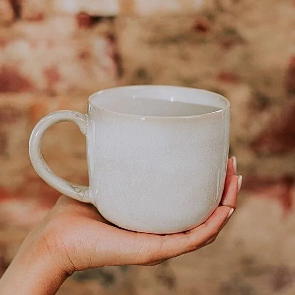 Econovo Econovo Keramik Tasse Handgemacht Groß 400ml, Grau-weiss (weiss), – Produktbild 2 von 4