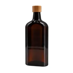 mikken mikken Apothekerflasche flach 500 ml Holzdeckel Meplatflasche mit Schraubdeckel – Produktbild 1 von 1