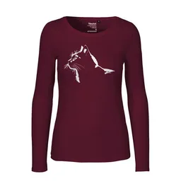 HANDGEDRUCKT HANDGEDRUCKT "Stubentiger" Frauen Longsleeve aus reiner Biobaumwolle (kbA) – Produktbild 1 von 1