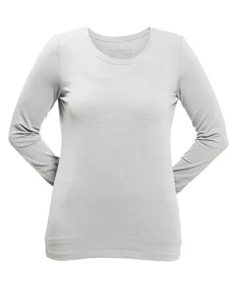 Dunque Damen Shirt Langarm Baumwolle (Bio) mit Elasthan, Weiss, – Produktbild 1 von 1