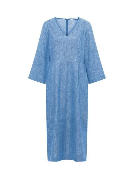 LANIUS LANIUS Midikleid (OCS) aus Leinen und Bio-Baumwolle, Lapis creme, – Produktbild 4 von 4