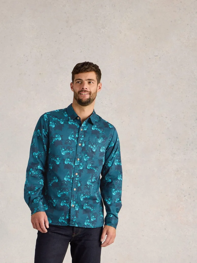 White Stuff Floral bedrucktes Hemd - S, Blau print, – Produktbild 1 von 4