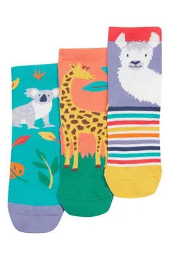 Frugi Frugi Kindersocken in Dreierpack mit Koala, Giraffe und Lama – Produktbild 1 von 1