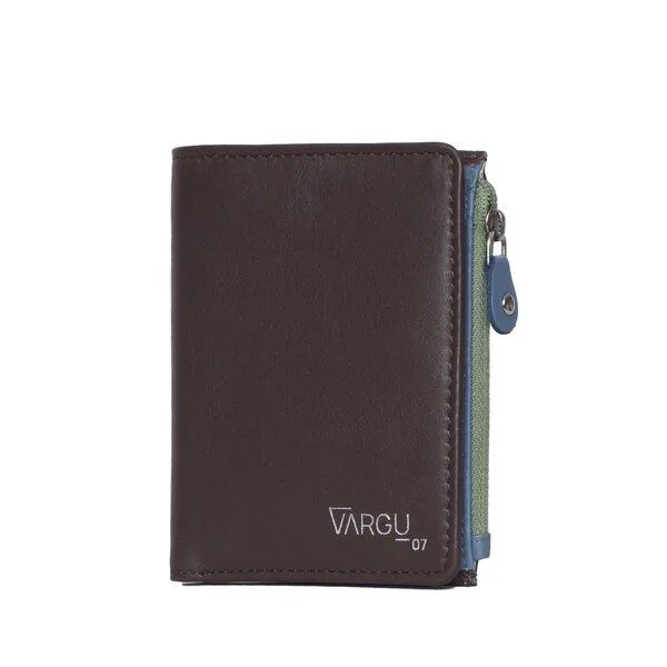Vargu Vargu Echtleder Geldbörse ADA 1-A, Brown - sky blue, – Produktbild 1 von 4