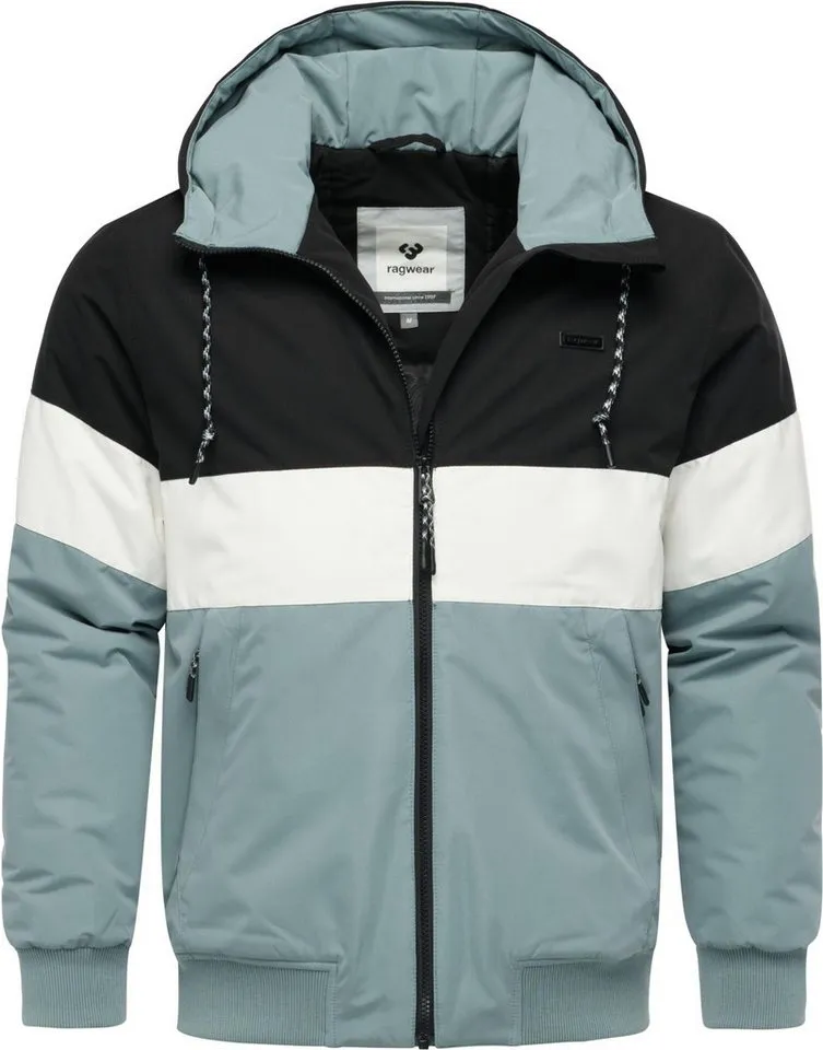 ragwear ragwear Winterjacke Jinig Warm YOUMODO Gefütterte Herren Colourblocking Bomberjacke mit Kapuze, Blau, – Produktbild 2 von 4