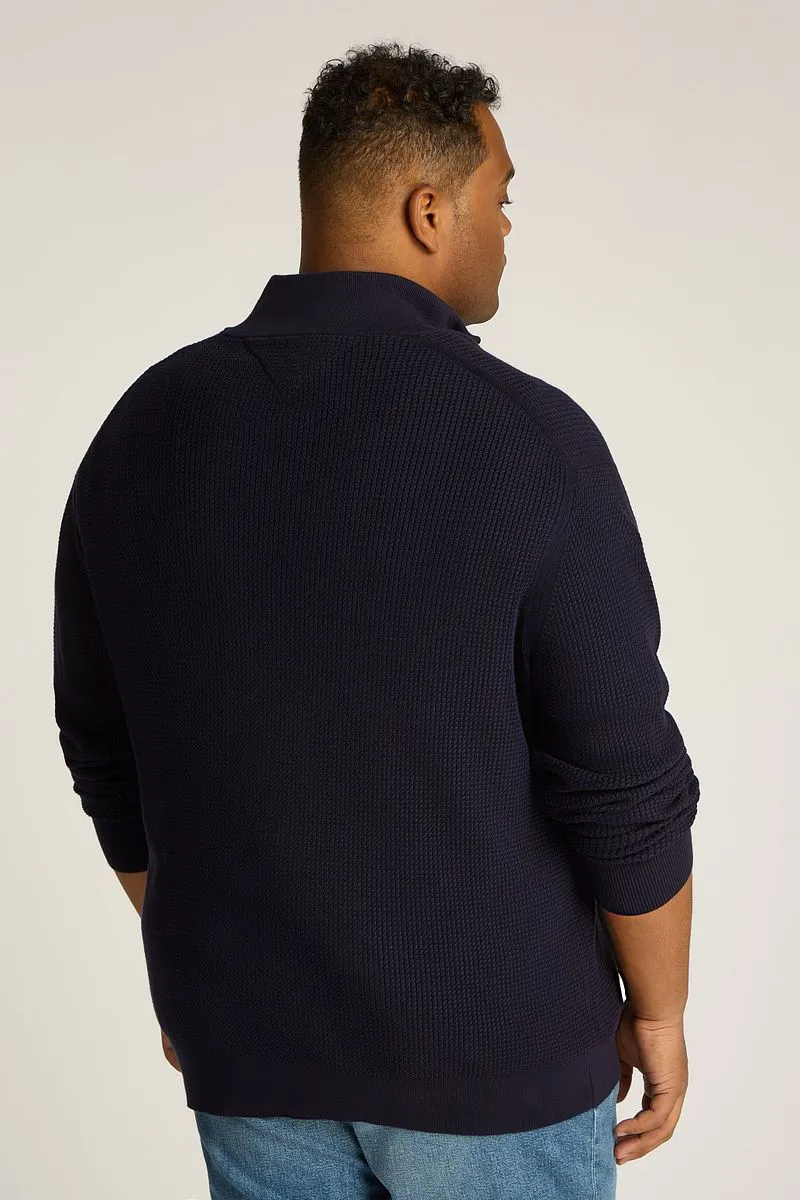 Tommy Hilfiger Tommy Hilfiger Big & Tall Half-Zip Pullover mit Struktur, Dunkelblau, – Produktbild 3 von 4