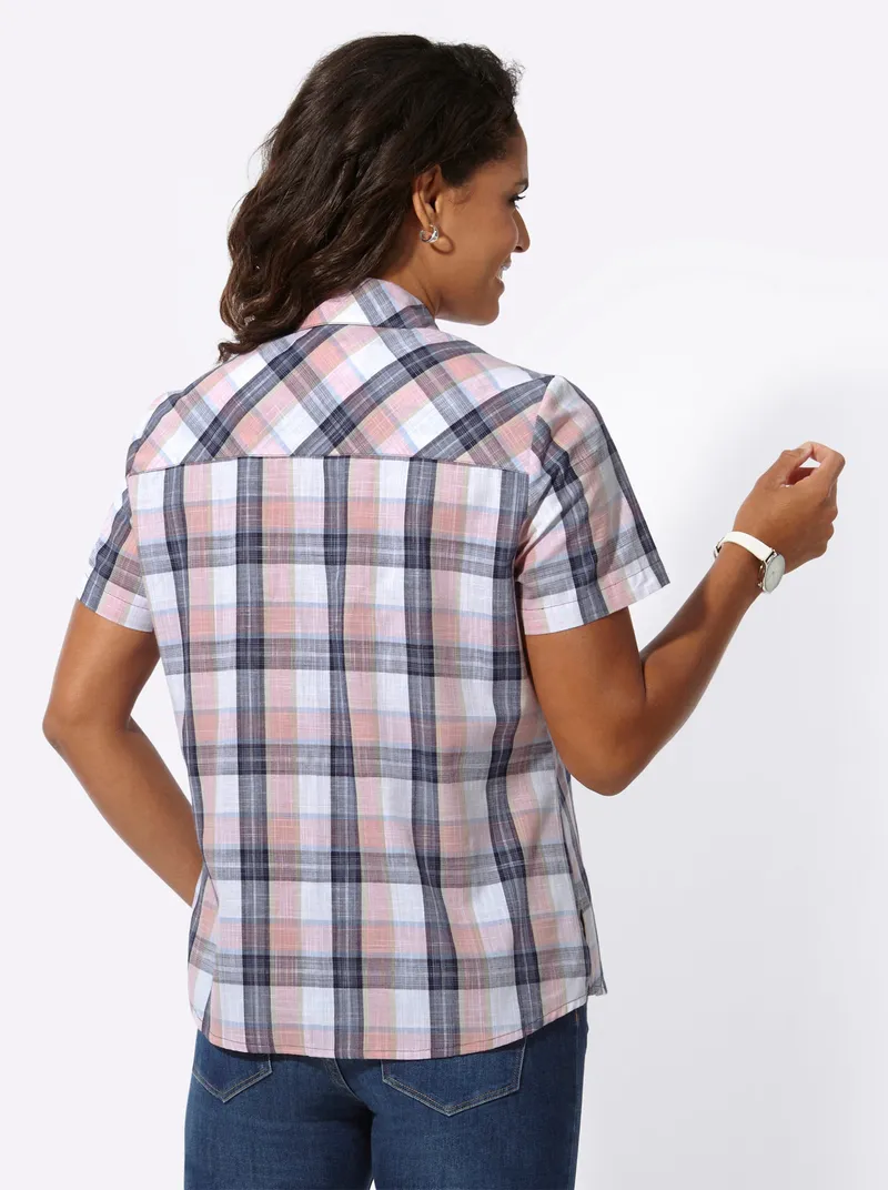 Witt Karobluse flamingo-marine-kariert, Flamingo-marine-kariert, – Produktbild 1 von 2