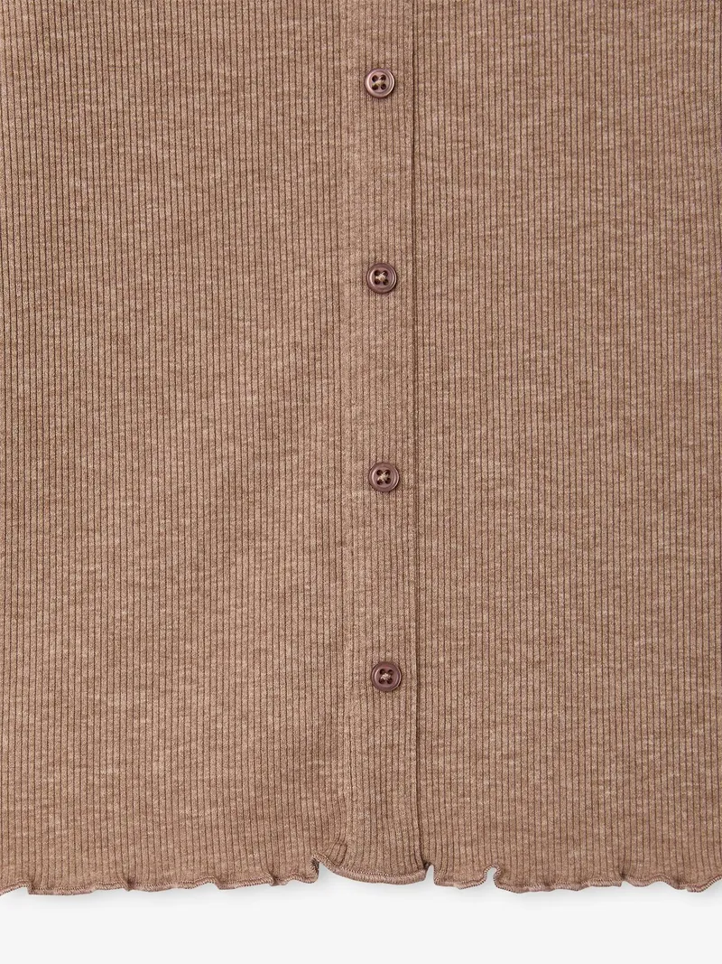 Vertbaudet Langarmshirt aus Ripp Mädchen, Taupe, – Produktbild 2 von 2