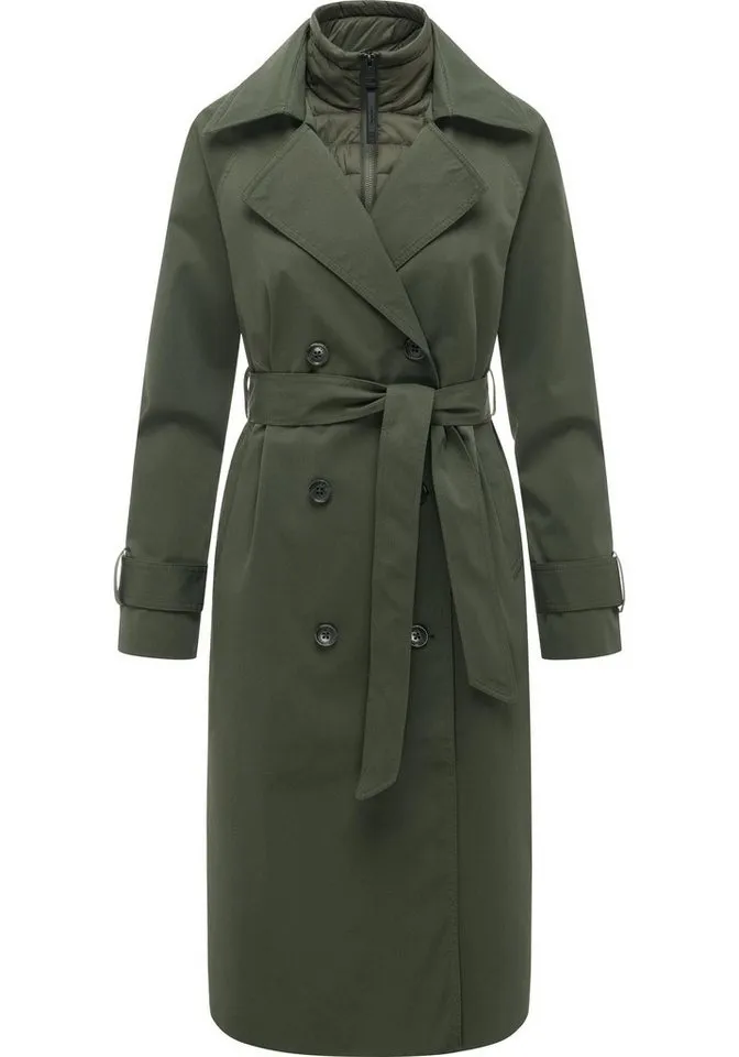 ragwear ragwear Langmantel Trenchie Y Leichter Übergangsmantel Trenchcoat mit Gürtel, wasserdicht, Grün, – Produktbild 2 von 3