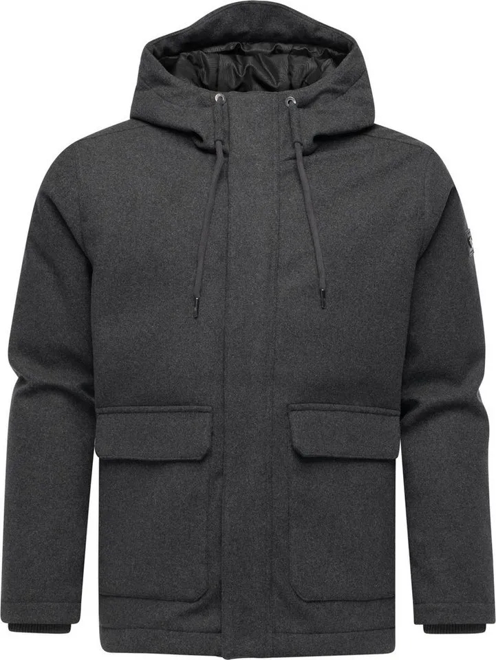 ragwear ragwear Outdoorjacke Mr Them Felt YOUMODO Warmer Herren Wollmantel mit großen Pattentaschen, Grau, – Produktbild 2 von 5