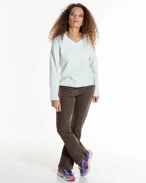 Alma & Lovis Alma & Lovis Kuscheliger Teddy-Sweater aus Organic Cotton | Teddy V-Neck, Ice (hellblau), – Produktbild 2 von 3