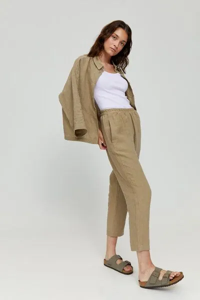 Mazine Mazine Leinen Hose - Ruthilda Pants - aus Leinen, Braun (sandy olive), – Produktbild 3 von 4